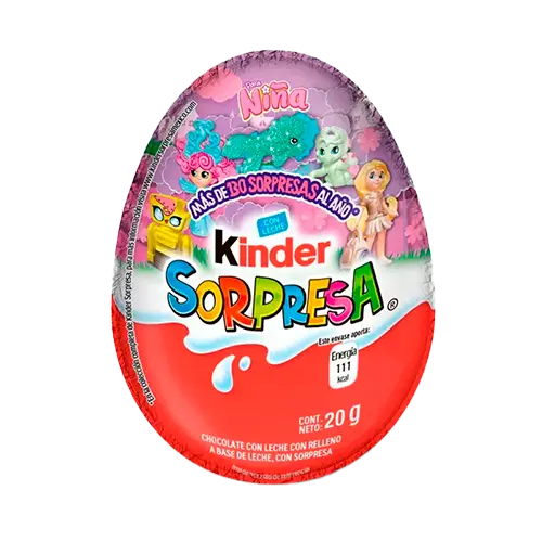 CHOCOLATE KINDER SORPRESA NIÑA 39 GRS