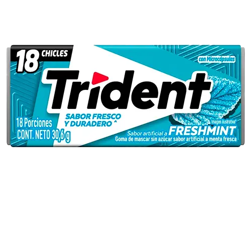 [7506105606077] CHICLE TRIDENT FRESH MINT 30.6 GRS